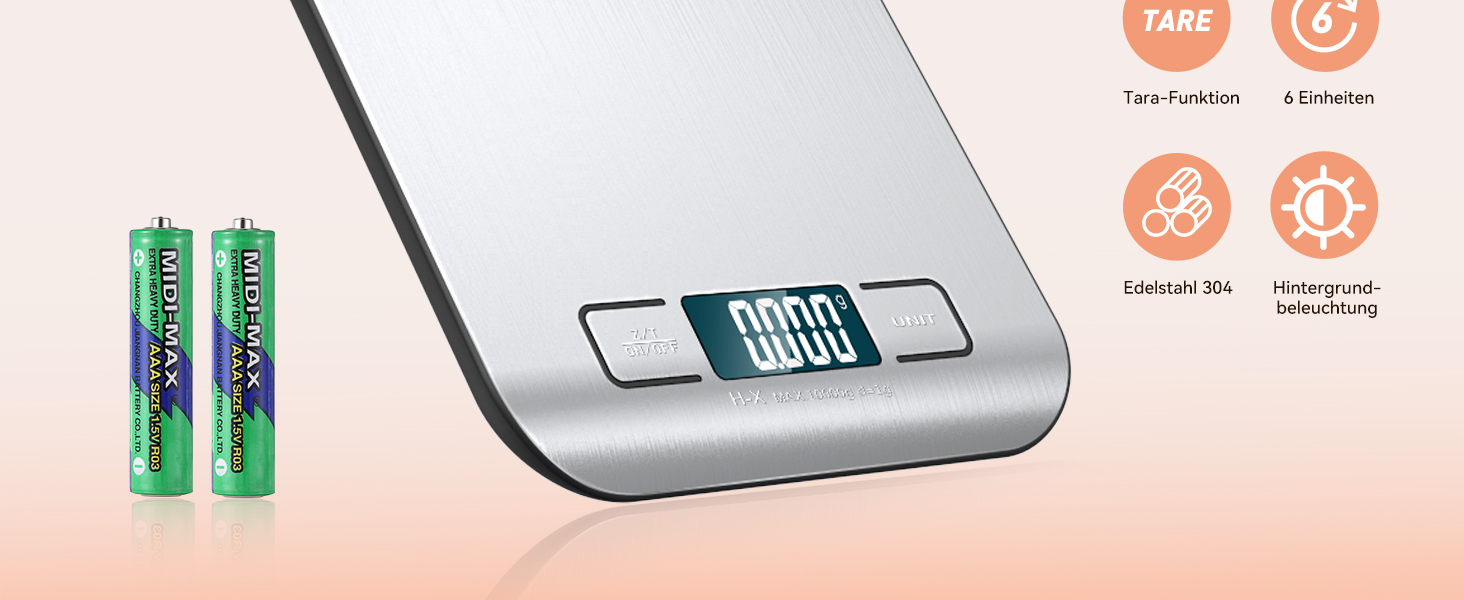 Цифрова кухонна вага 10 кг з LCD дисплеєм та функцією тарування, для випічки, приготування їжі та зважування ювелірних виробів, 1г, срібна, K1H