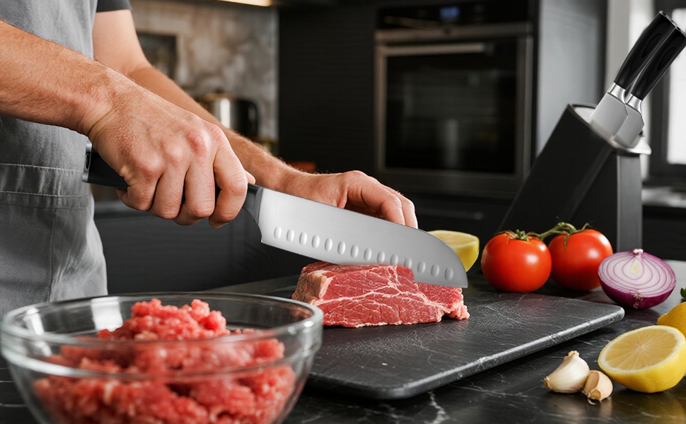 Ніж кухарський Santoku 17 см з нержавіючої сталі XFNlumere – міцний, гострий, з ергономічною ручкою