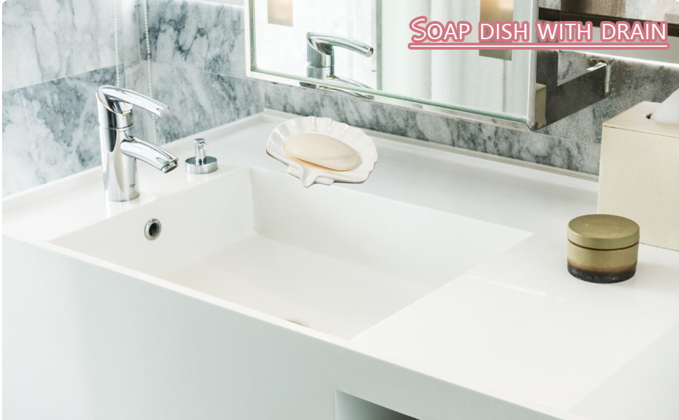 Керамічна мильниця з піддоном CHENKEE, 1 шт. Біла мильниця для душу, ванни, кухні, мийки