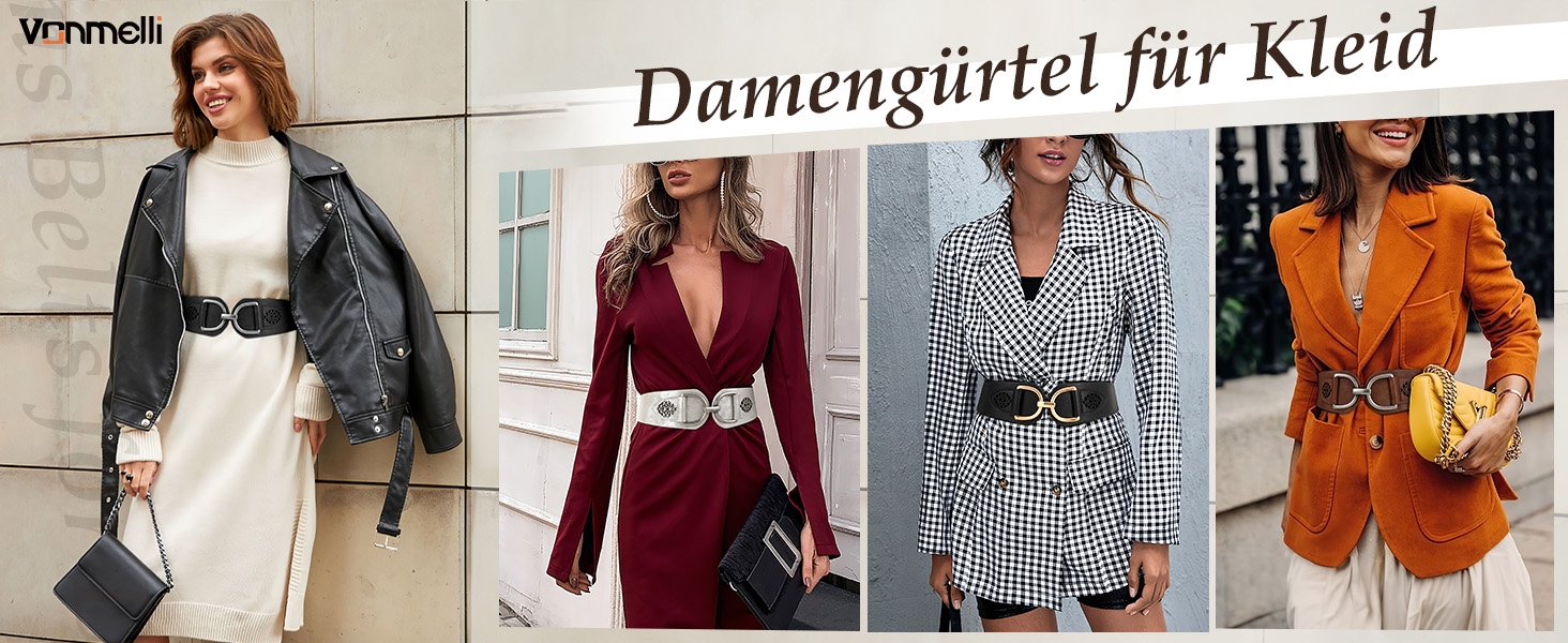 Жіночий ремінь VONMELLI Vintage з широкою талією та товстою пряжкою. Еластичний широкий ремінь для суконь та пальто (Срібло, XXL: обхват талії 119-150 см)