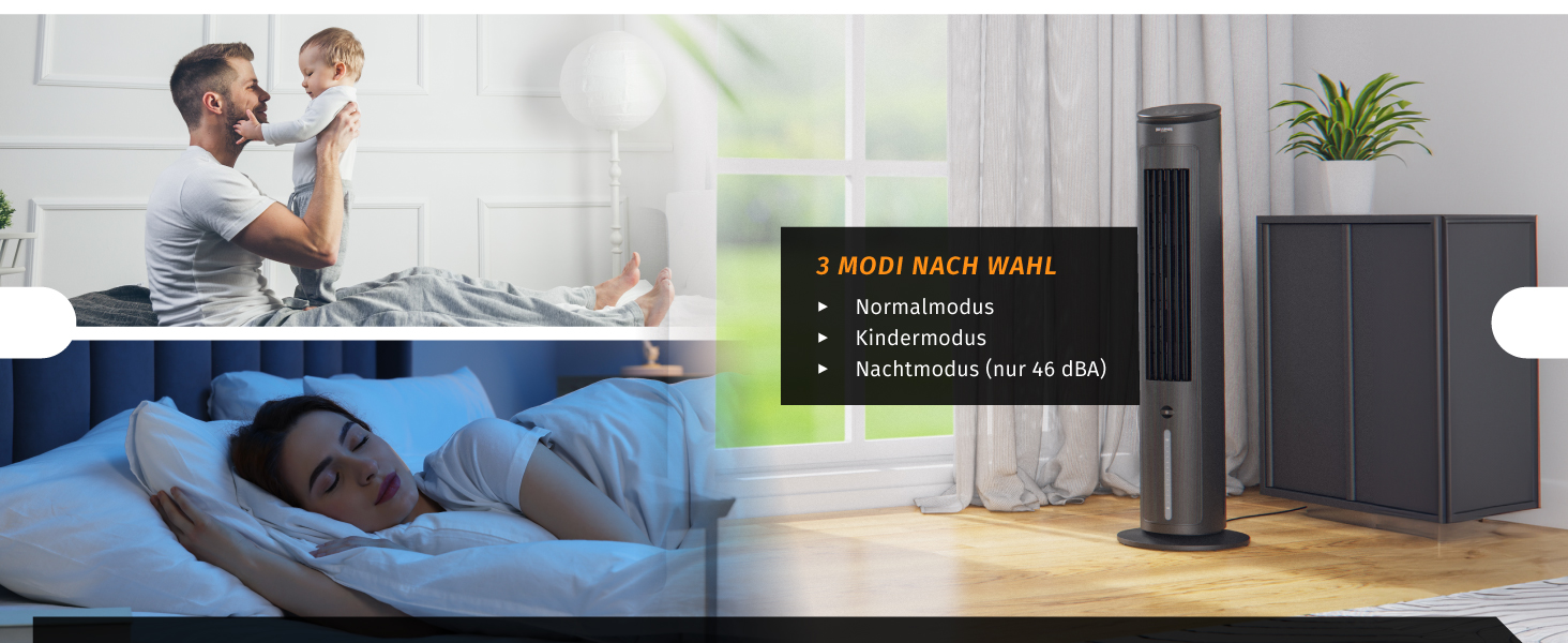 Мобільний вентилятор з водяним охолодженням Brandson - 5 в 1, тихий, 4.7л, чорний