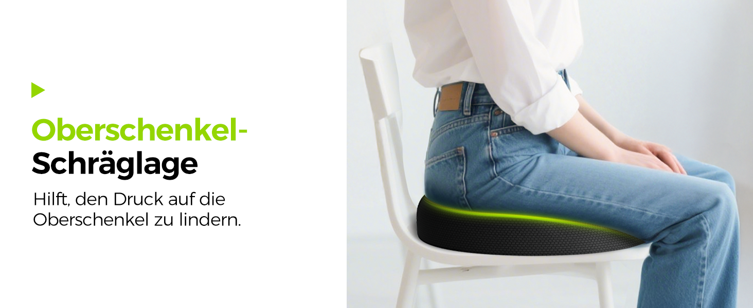 Ортопедична подушка для сидіння AUVON кругла з подвійною U-подібною формою та нахилом для полегшення навантаження на стегна, подушка для геморою, офісне крісло, автомобіль, сидіння, підвищує комфорт сидіння, покращує кровообіг, полегшує куприк