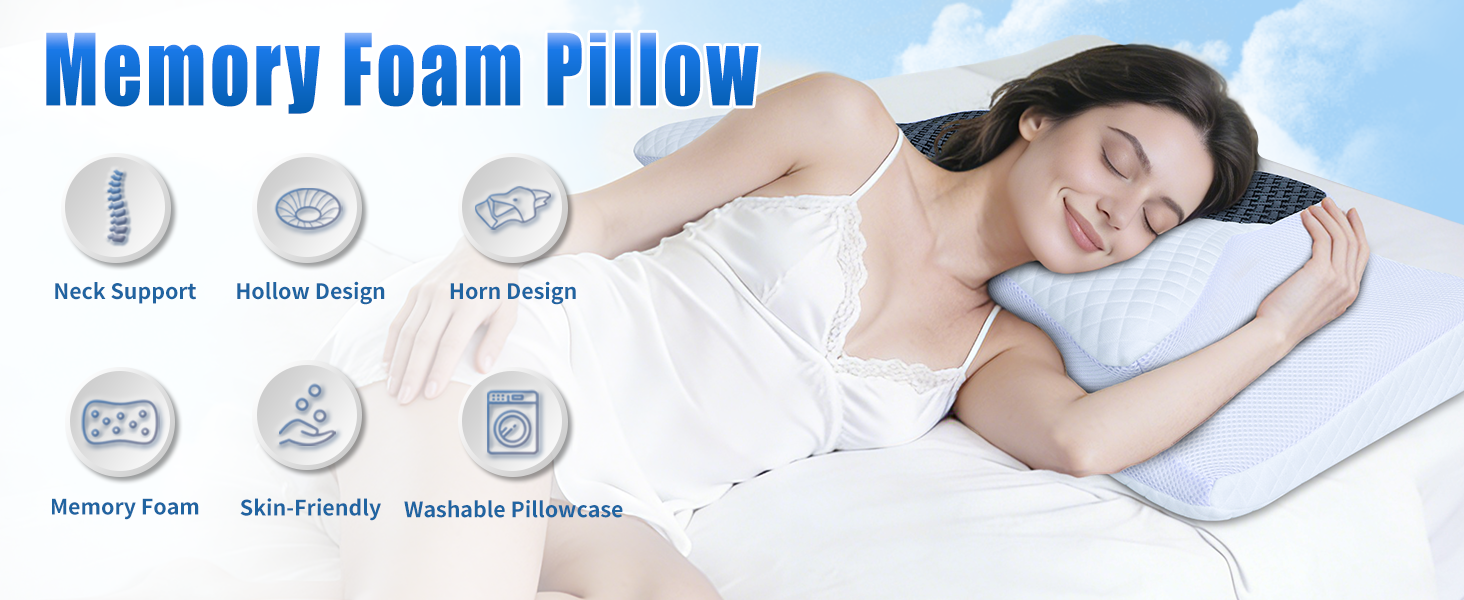 Подушка для шиї SAHEYER з Memory Foam, ортопедична, ергономічна, для сну на боці, 60x35.5x10/13 см (сіра)