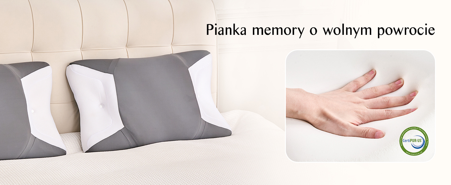 Ергономічна подушка з ефектом пам'яті (Memory Foam) для шиї та голови, дихаюча наволочка, підходить для сну на боці, спині та животі, темно-сіра, 65 x 40 x 9/11 см