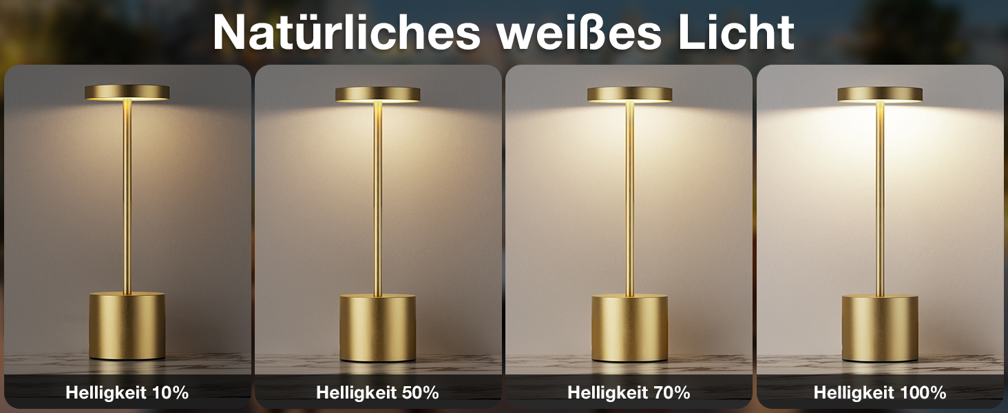 LED настільна лампа бездротова, акумуляторна, торшери з сенсорним керуванням, диммування, 3 колірні температури, регулювання яскравості, для спальні, кафе, чорний колір, 1 шт. (золота)