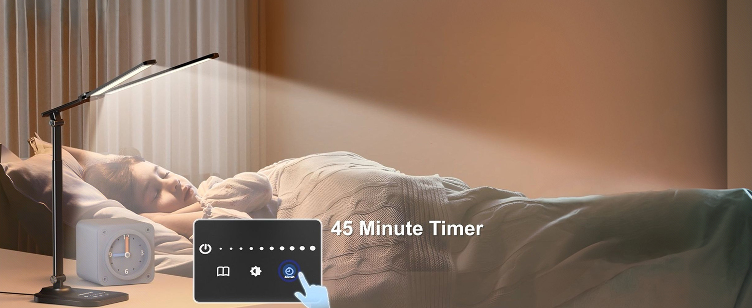 Світлодіодна настільна лампа CHARYJOD з регулюванням яскравості та кольорової температури, USB-порт для зарядки, чорний колір