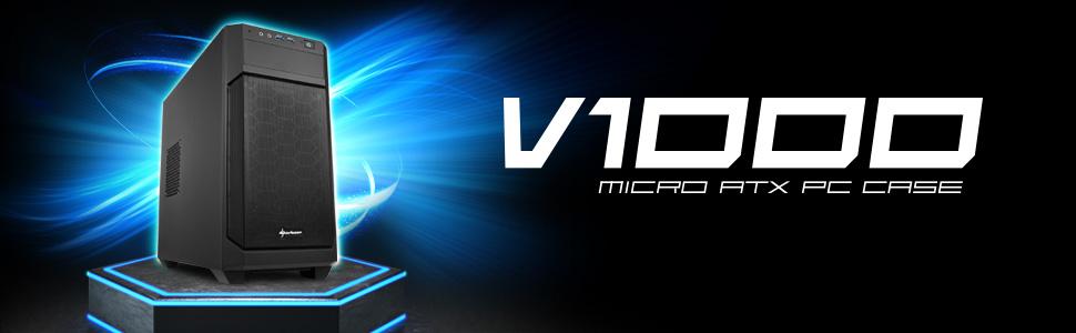Корпус для ПК Sharkoon V1000 RGB Micro Tower, Micro-ATX, чорний (без вікна)