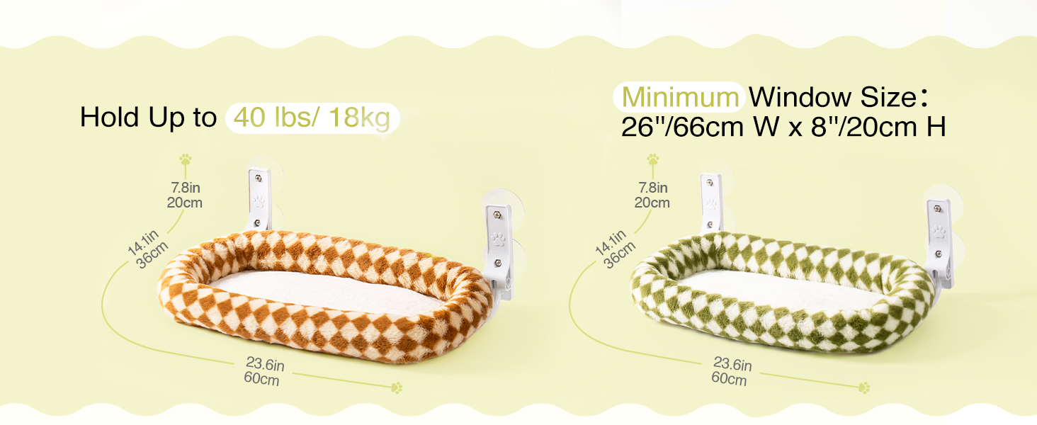 MEWOOFUN Large Cat Hammock Window with Removable Thick Cover - Foldable, Stable, 4 Strong Suction Cups, Holds 18kg (White, M)