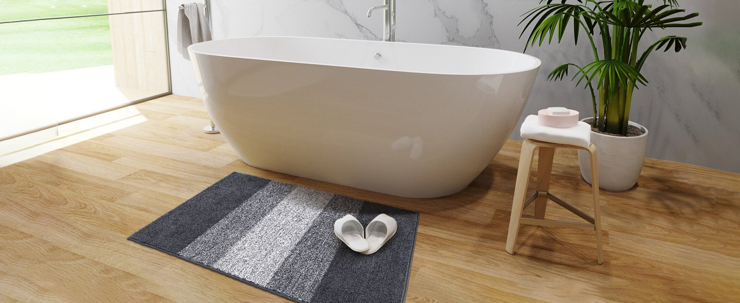 Килимок для дому та ванної кімнати SHACOS, 80 x 120 см, сірий (антиковзка, для входу, для ванної)