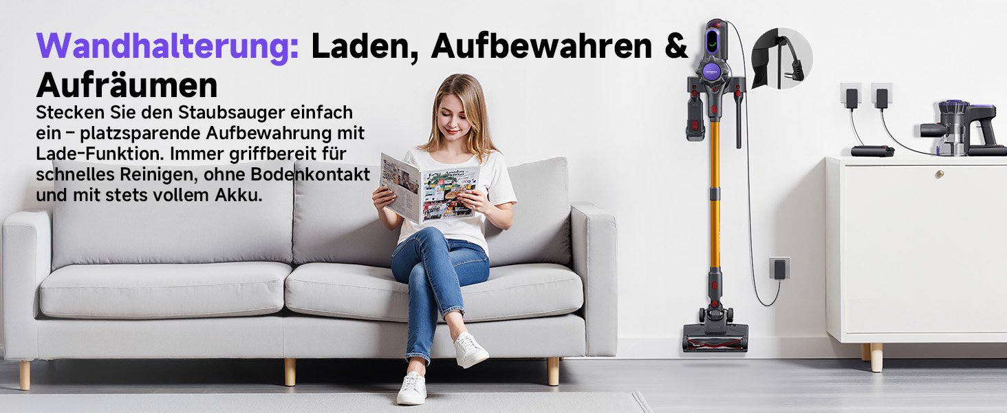 MONSGA Бездротовий акумуляторний пилосос з дисплеєм, 45000Pa, 50 хвилин роботи, антизаплутана щітка, самостійна парковка, док-станція на стіні, 8-шарова фільтрація, безщітковий двигун, для твердих поверхонь, килимів, шерсті тварин, авто