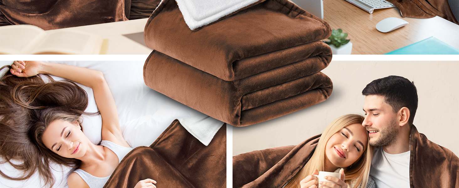 Плед KESSER® з м'якого флісу та шерпи, 220 x 240 см (XXL), теплий та затишний, для дивана або ліжка