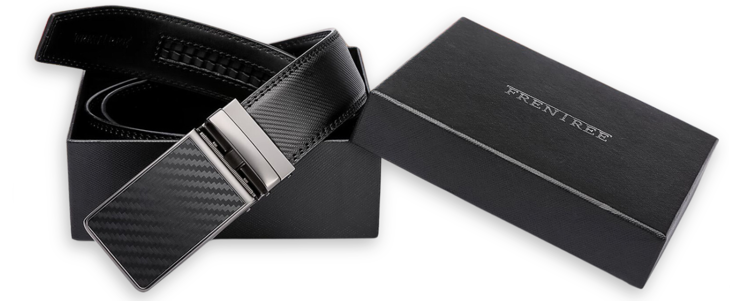 Чоловічий шкіряний ремінь Frentree з автоматичною пряжкою, 35 мм, без отворів, регульований (125 см, обхват талії 91-106 см)