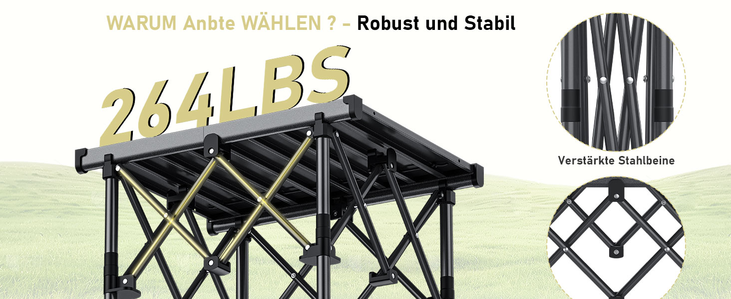 Складний кемпінговий стіл Anbte алюмінієвий 67x58 см, регульована висота (44/70 см), вантажопідйомність до 150 кг, з сумкою для зберігання - для пікніка, саду, балкону