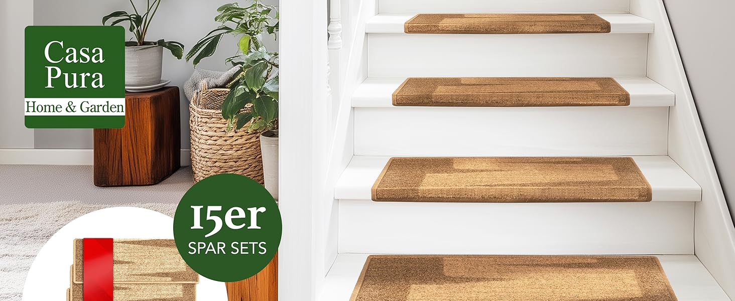 Casa Pura килимки на сходи самоклеючі напівкруглі червоні 15 шт. 65 x 23,5 см, сучасний дизайн | Casa Pura Via Veneto