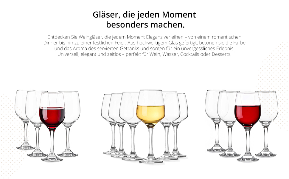 Набір келихів для вина Krosno Glasmark 6 шт. 0.3L (червоне, біле) - прозорі з золотим декором, стійкі до миття в посудомийній машині