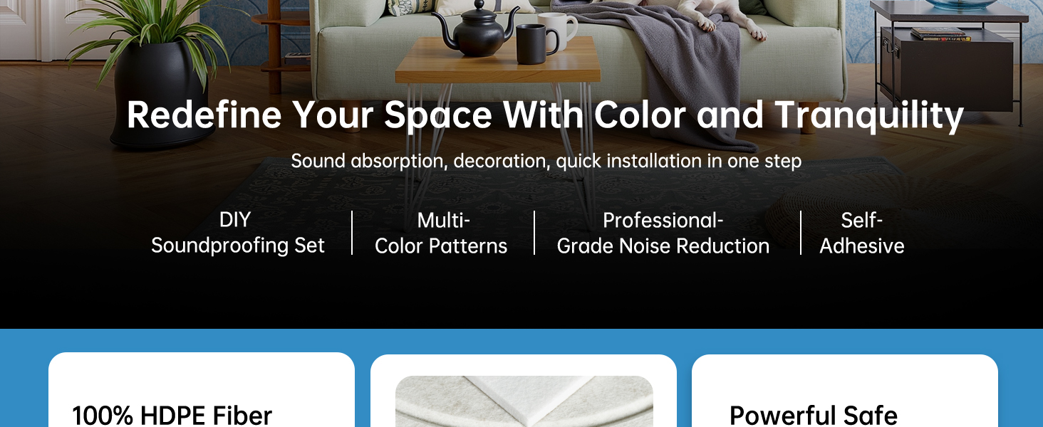 Акустичні панелі Soundsbay для звукоізоляції та декору стін, самоклеючі звукопоглинаючі плити з поліестеру, 30x30x0.9 см, світло-бежевий, 12 шт.