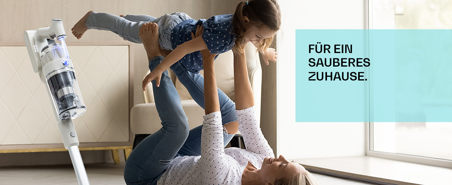 Бездротовий акумуляторний пилосос Klarstein без мішка з 4-ступеневим фільтром E12 EPA для шерсті тварин, килима та твердих підлог, ручний без мішка з насадкою для підлоги 180°