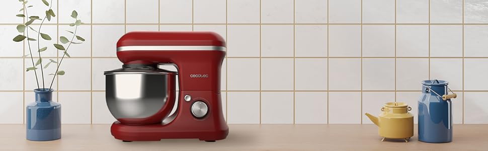 Кухонний комбайн Cecotec Cecomixer 250W з чашею з нержавіючої сталі, 3л, 5 функцій (місити, збивати, змішувати, монтувати, емульгувати), 6 швидкостей, червоний