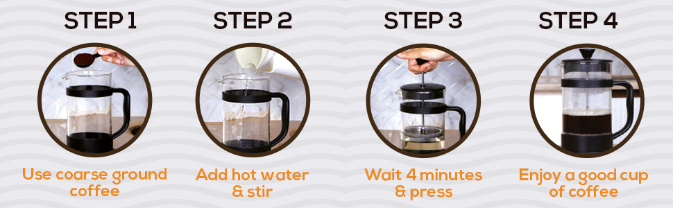 Френч-прес KICHLY 1000 мл (600 мл) - чорний, з нержавіючої сталі, для приготування кави