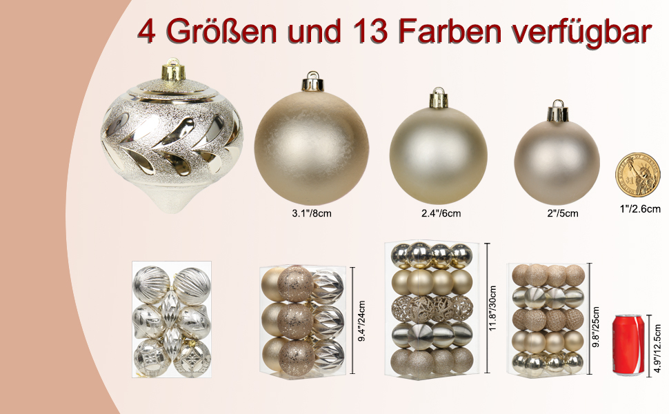 5 см золоті новорічні кулі-орнаменти для ялинки, 30 шт. (стійкі до пошкоджень, пластик)