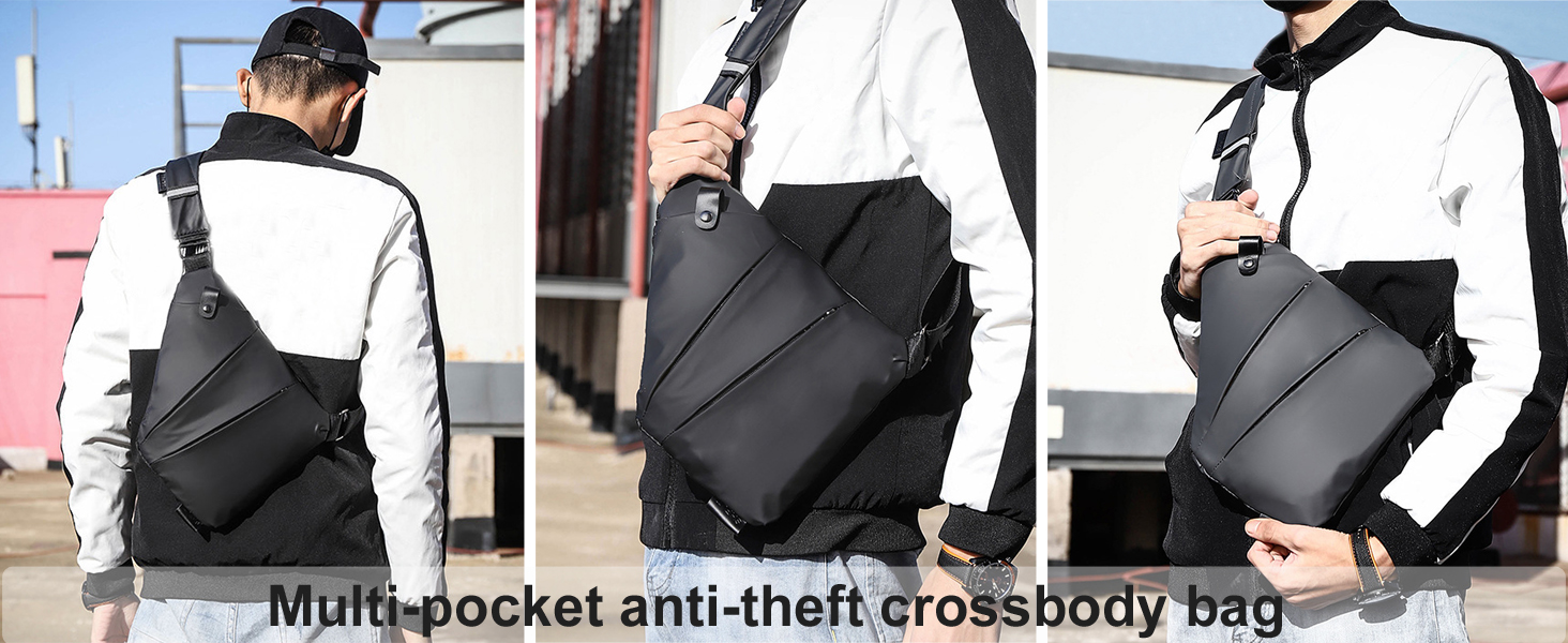 Чоловіча нагрудна сумка через плече з PU-шкіри, водонепроникна, світло-коричнева