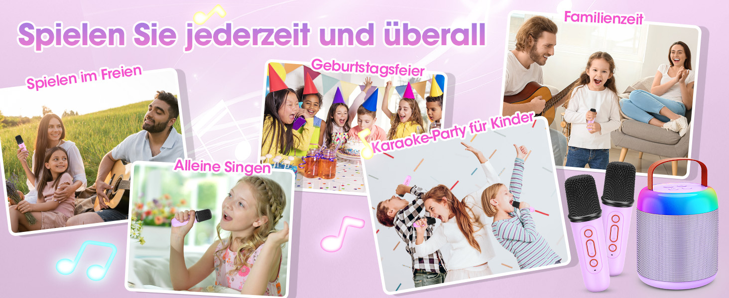 Караоке машина для дітей з 2 мікрофонами, фіолетова. Подарунок для дівчинки 3-12 років. Караоке мікрофон, іграшка для дітей