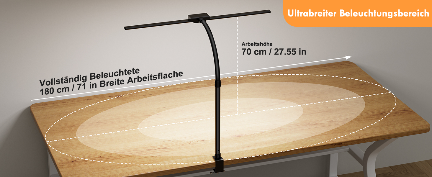 Світлодіодна лампа VUENICEE для столу з регулюванням яскравості та пультом дистанційного керування, 20W, кріплення-прищіпка, офісна лампа, 5 режимів кольору та яскравості, гнусий