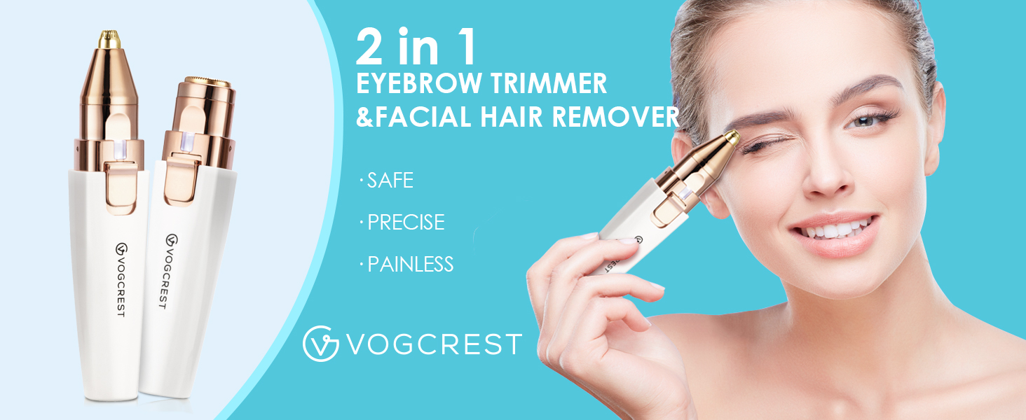 Тріммер для обличчя та брів 2-в-1 VG VOGCREST з LED-підсвічуванням - безболісне гоління обличчя, губ та тіла