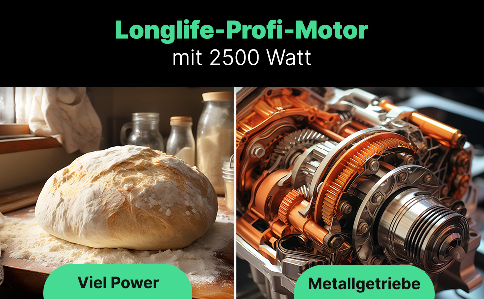 Кухонна машина ProfiCook KM 1254 з великою чашею 12л, потужний 2500W мотор, металеве редуктор та LED-дисплей | Харчовий процесор для тіста до 8,5 кг, 13 швидкостей