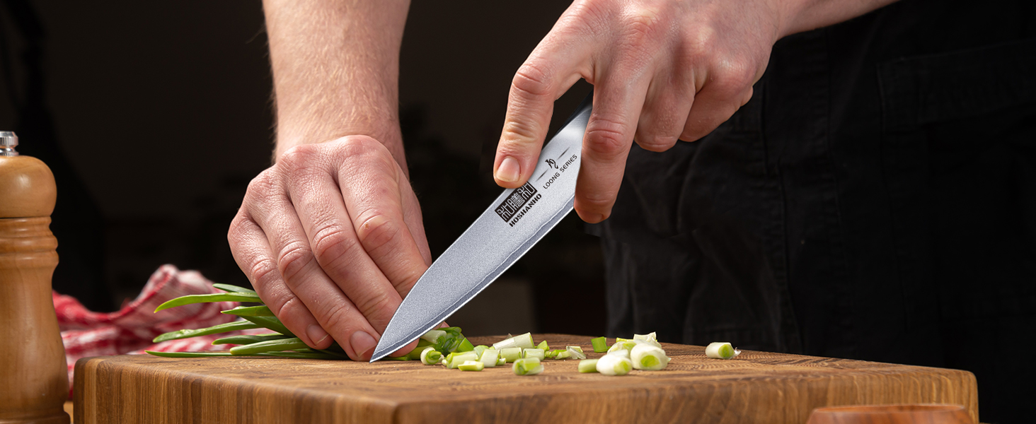 Ніж кухарський HOSHANHO 15 см з нержавіючої сталі, професійний, ергономічна ручка, срібний
