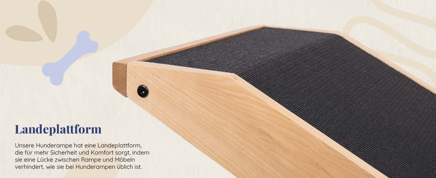Рампа для собак Hunderampe: регульована дерев'яна пандус для собак маленьких та великих порід - 18-53 см, для ліжка/дивану, з антиковзким покриттям