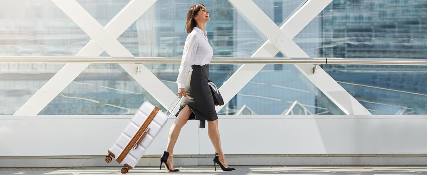 Набір валіз KONO 4 шт. з ABS, TSA-замок, коліщата-двійники, M-L-XL, білий