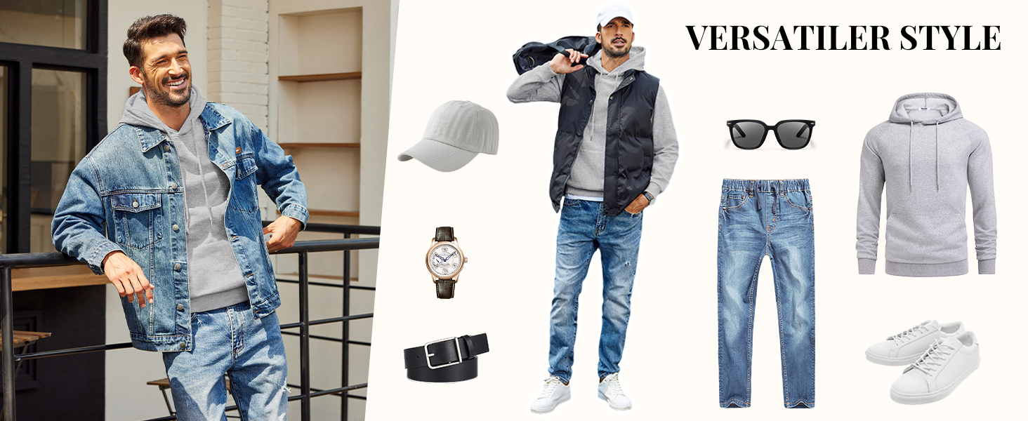 Світшот з капюшоном чоловічий COOFANDY, теплий, з кишенями, бавовна, білий XL