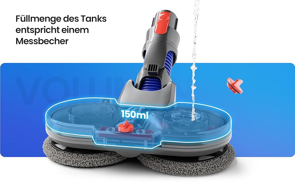 Насадка-мийник для пилососів Dyson V7/V8/V10/V11/V15/Gen5, електрична, з резервуаром для води та 6 моп-накладками + 1 контейнер для води