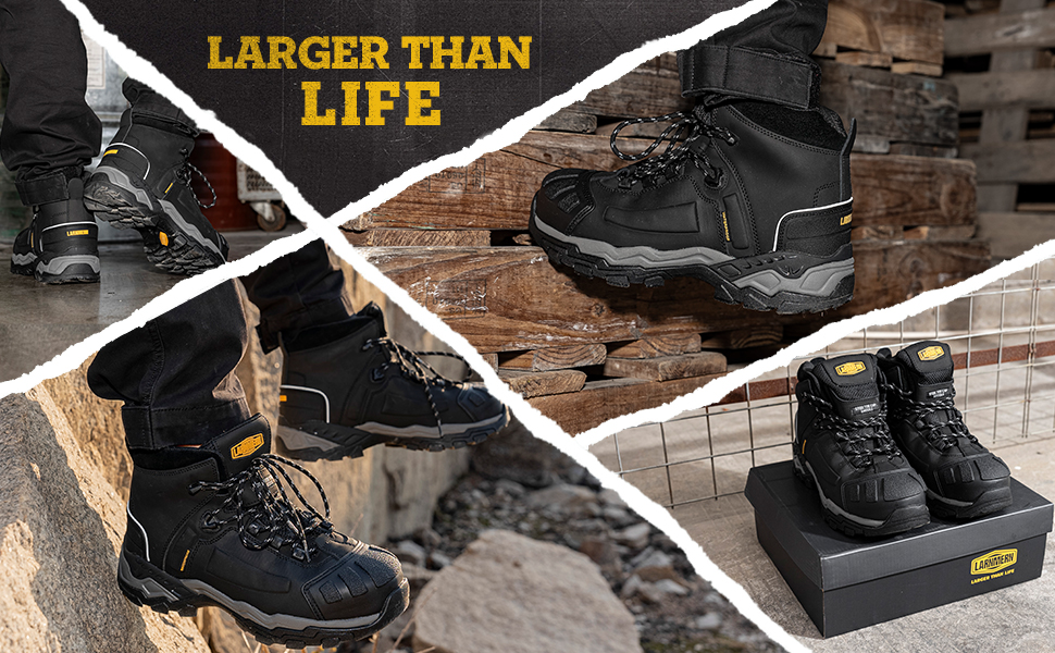 Черевики робочі чоловічі LARNMERN S3, водонепроникні, антистатичні, з металевим підноском, для будівництва, комфортні, чорні, 45 EU, широкі