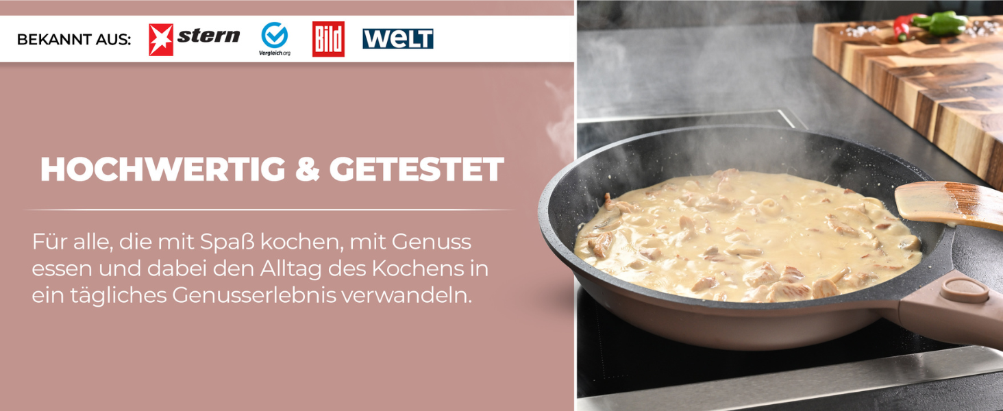 Набір сковорідок TRAUMLEBEN Neu 2-кількісний (24, 28 см) з знімними ручками, антипригарне покриття, PFOA-free, для індукції, для духовки, сковорода з покриттям, сковорода для смаження та універсальна (Рожевий, 28 см)
