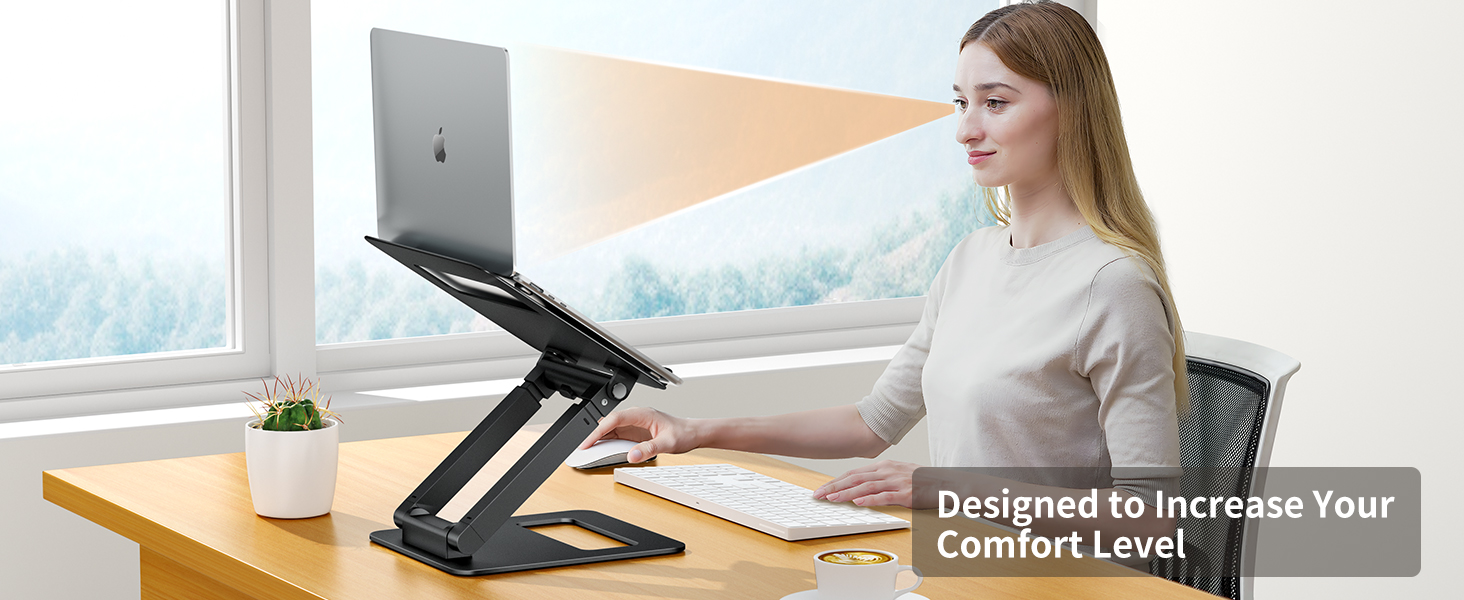 Adjustable Laptop Stand for Desk - Telescopic & Ergonomic Design - Fits 10-17 inch Laptops (Black)