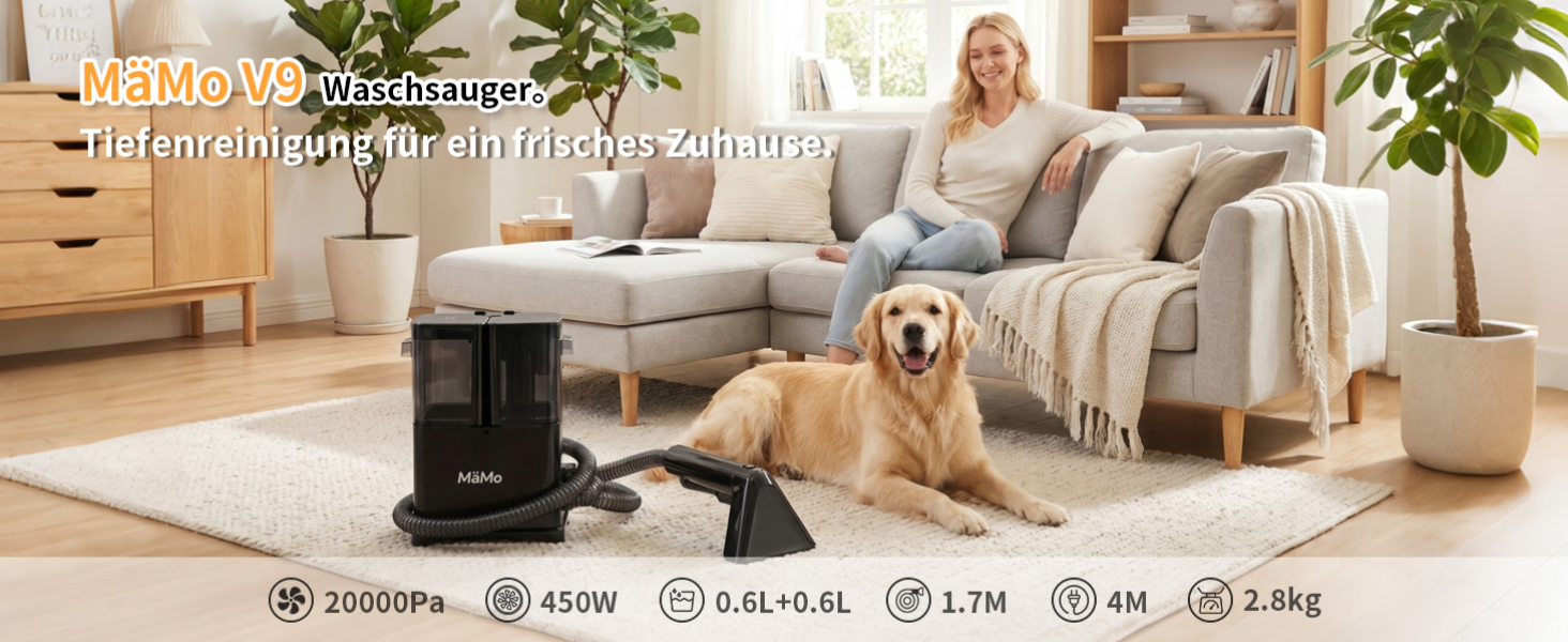 Пилосос для чищення м'яких меблів V9 450W з мийкою, для килимів та шерсті тварин, чорний