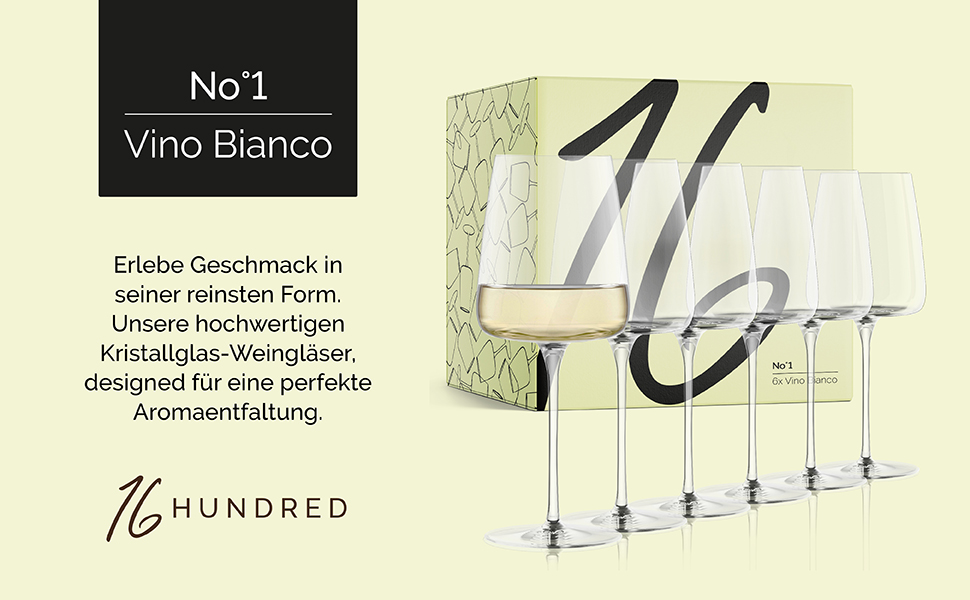 Набір склянок для білого та рожевого вина 16hundred® Moderne | 6 шт. | 450 мл | Італія