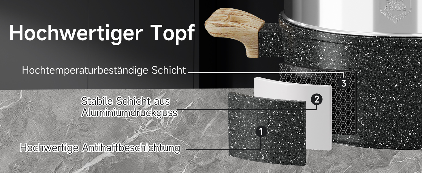 Набір посуду HOMELUX Induktion: 12 предметів, алюміній, антипригарне покриття, посуд з кришкою, без PFOA та PFOS, для індукційних плит