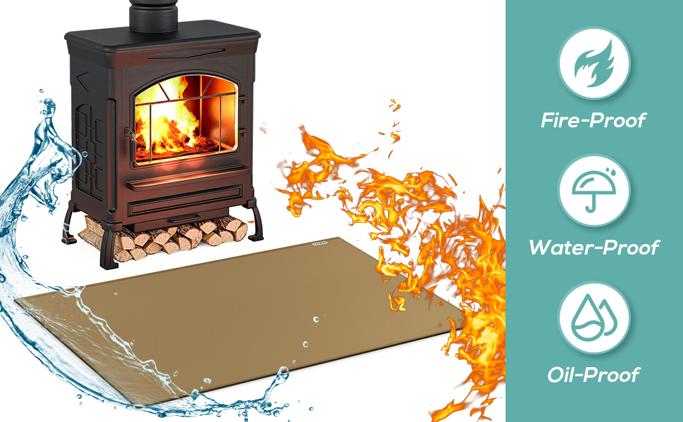 Килимок під гриль, захист від вогню, 105x60 см, для газового гриля, силікон-склотканина, коричневий