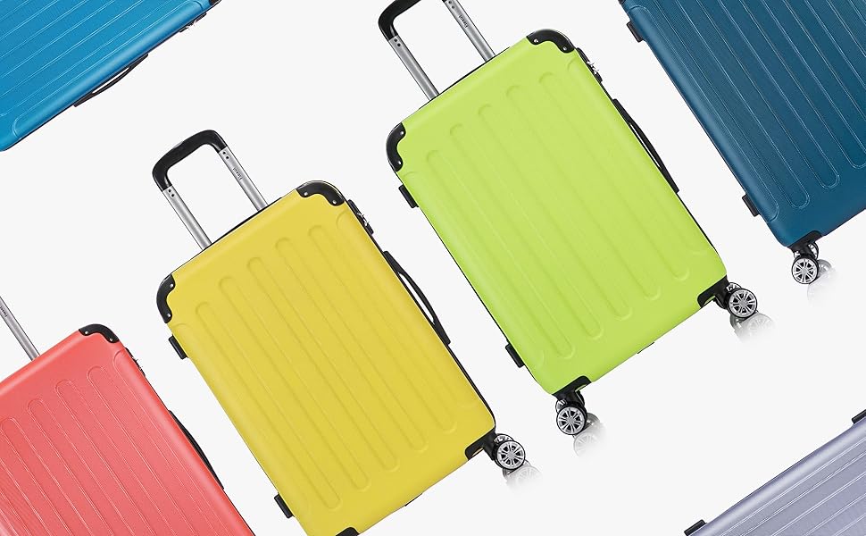 Чемодан Flexot® F-2045, набір 3 шт. (16 кольорів) - ручна поклажа, валіза, тривалий термін служби, твердий корпус (XL, світло-жовтий)