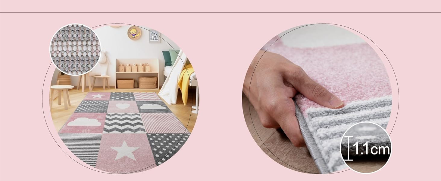 Дитячий килим круглий Elefant Design, короткий ворс, для дівчаток та хлопчиків, антиалергенний, м'який, синьо-сірий, 120 см. Килим в дитячу кімнату