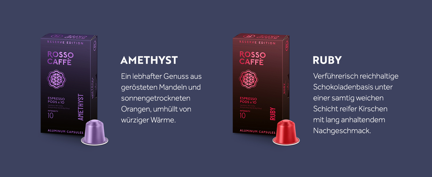 Капсули ROSSO CAFFÈ Nespresso Reserve Edition (80 шт.) - Мікс 8 сортів преміум еспресо, сумісні з Nespresso, Made in Italy
