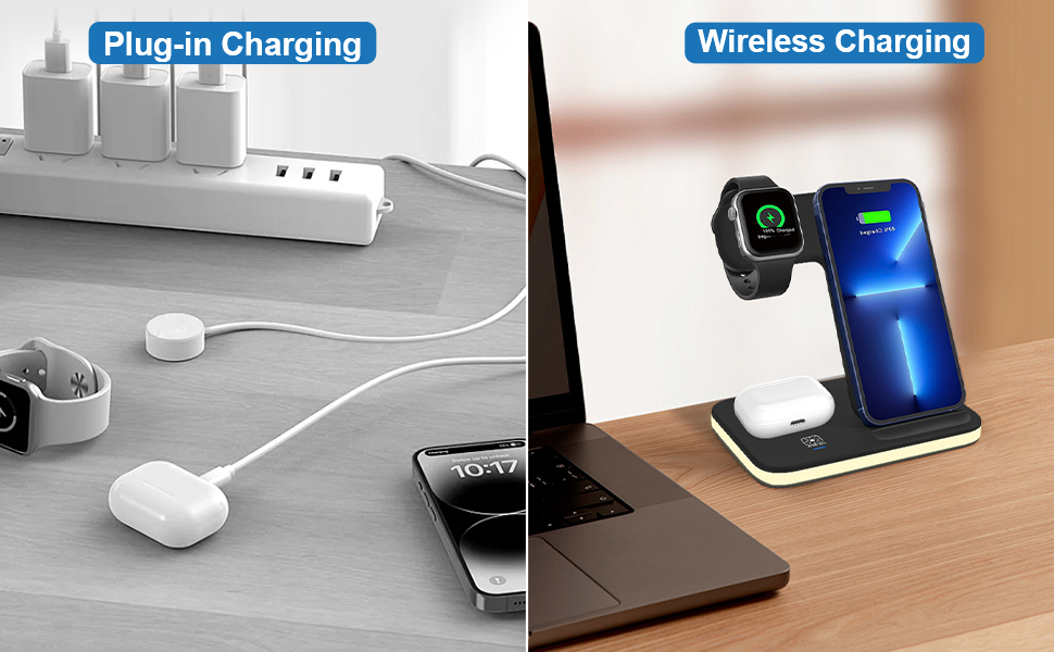 Зарядна станція 3-в-1 для Apple Watch та iPhone: бездротова зарядка для iPhone 16/15/14/13/12/11/Pro/Max/X/8/Plus та Apple Watch 10/9/Ultra/8/7/6/SE/5/4/3/AirPods Pro 4/3/2