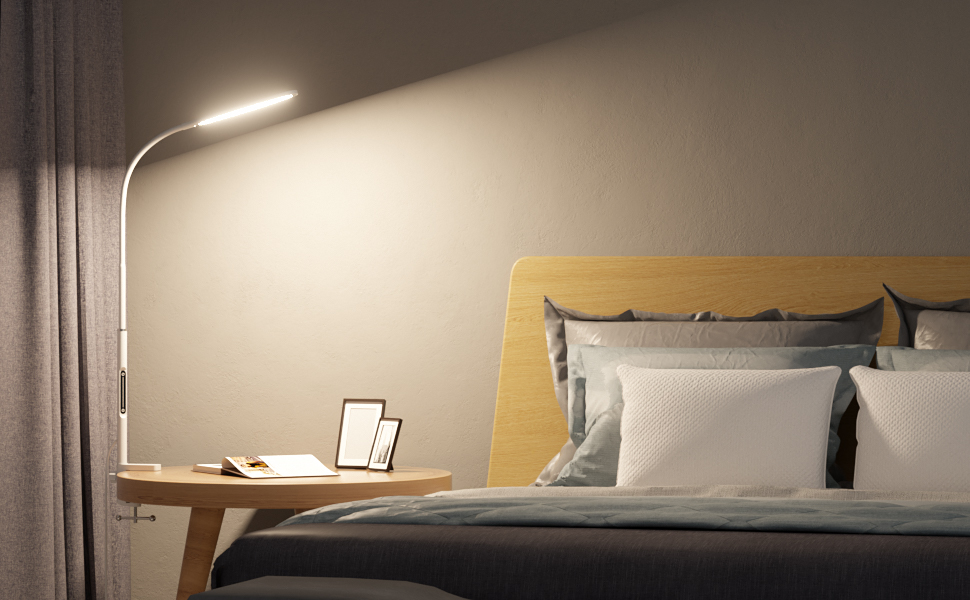LED лампа для столу з кріпленням, регульована яскравість, архітектурна лампа, з регульованим підлокітником, пульт дистанційного керування, 4 колірні температури, для офісу та дому