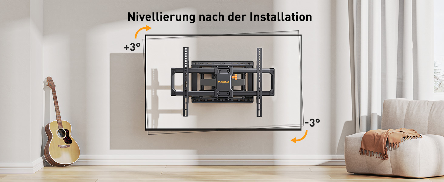 Кріплення для телевізора Perlegear PGLF8: 42-90 дюймів, до 68 кг, подвійні шарніри, регулювання, нівелювання, VESA 600x400 мм