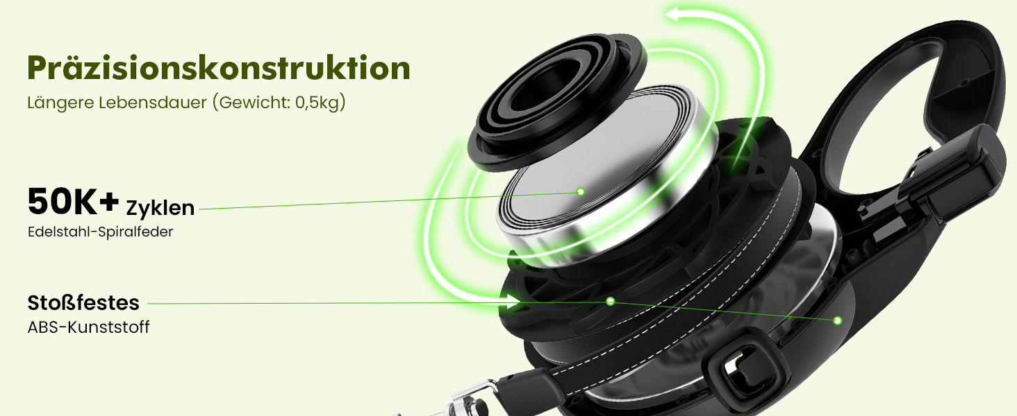 Рулетка для собак Pecute 8м, бісостійка, з набором для збору відходів, 360° антизаплутування, для собак середніх та великих (15-50кг), зелена