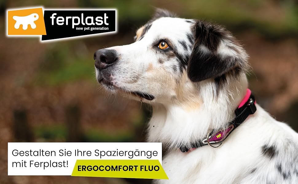 Нашийник для собак Ferplast ERGOFLUO C15/42 з м'якою підкладкою та мікрорегулюванням, рожевий (43x51x25 мм)