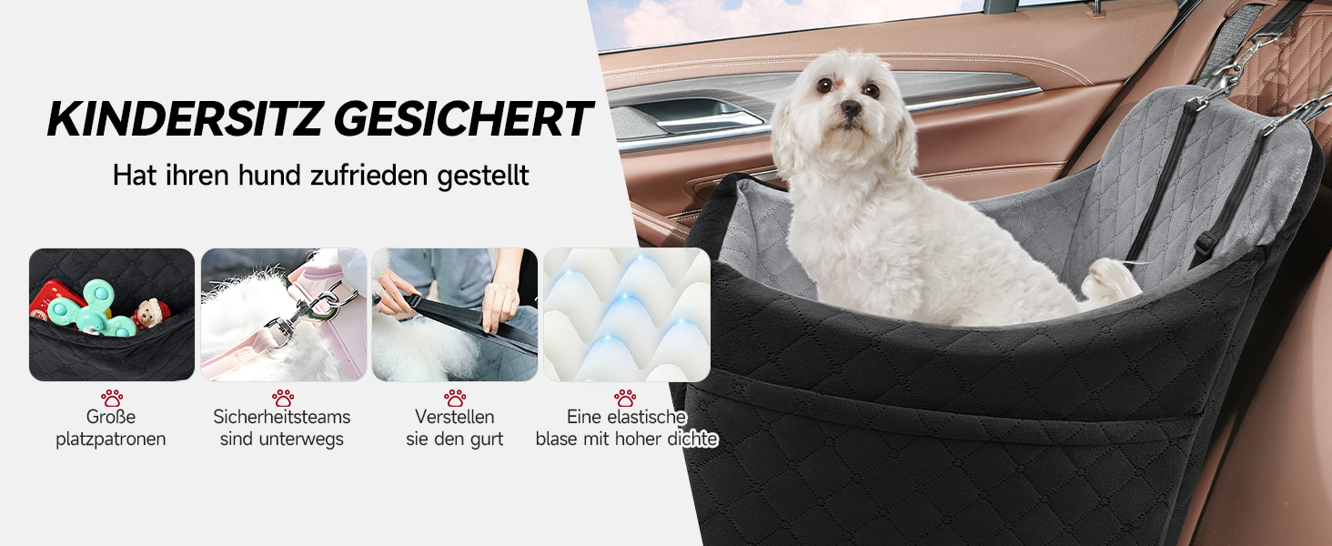 Автокрісло для собак GL GLENSLAVE: комфортне та безпечне автокрісло для маленьких та середніх собак (до 16 кг), чорний/коричневий колір, знімний та миючий чохол